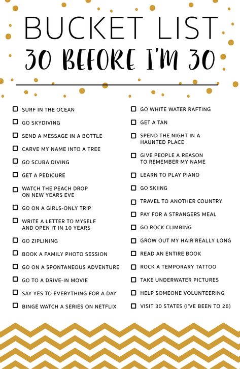 30 Before I’m 30 | Bucket List – Marvelous Mommy The Bucket List, Papa Tag, 30 Before 30, Best Friend Bucket List, Bucket List Life, Bucket List Ideas, Dirty 30, Life List, Checklist Template