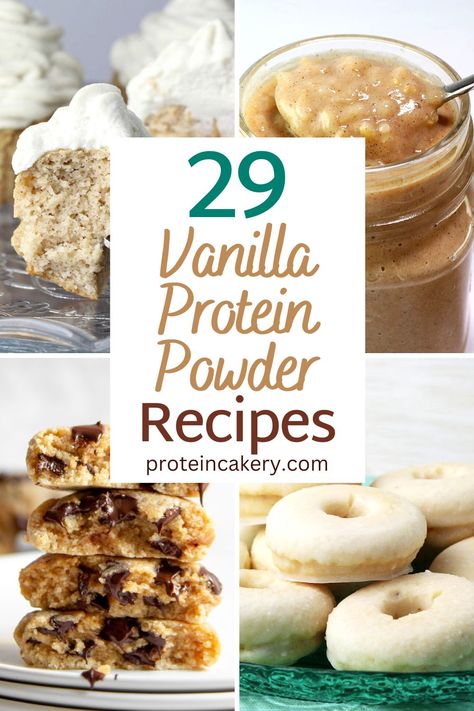 Vanilla Protein Powder Recipes, Protein Powder Desserts, Desserts Vanilla, Protein Cookie Recipe, Protein Cupcakes, Protein Cheesecake, High Protein Desserts, Protein Baking, Protein Treats