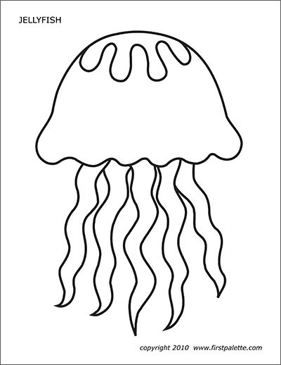 Outline Of Sea Animals, Jellyfish Coloring Page Free Printable, Printable Jellyfish Template, Jellyfish Printable Template, Printable Sea Animals, Sea Animal Templates Free Printable, Sea Creature Templates Free Printable, Sea Animal Printables Free, Under The Sea Templates Free Printable