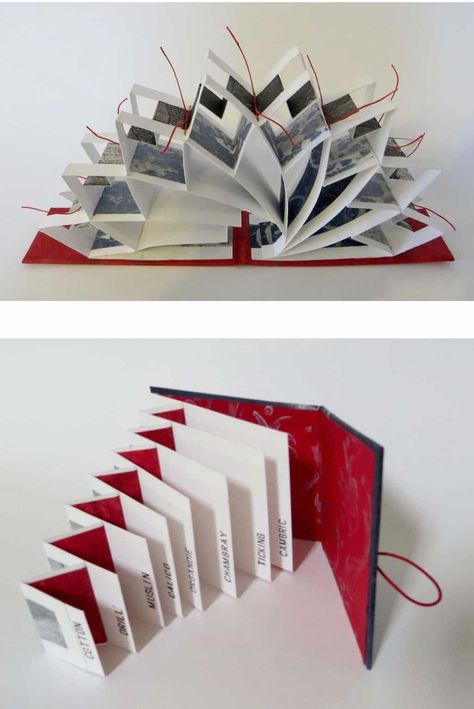 Accordian Books Ideas, Accordian Books Diy, Artist Book Design, Concertina Book Ideas, Art About Books, Creative Book Binding, Artist Books Ideas, Pop Up Book Design, Book Binding Methods