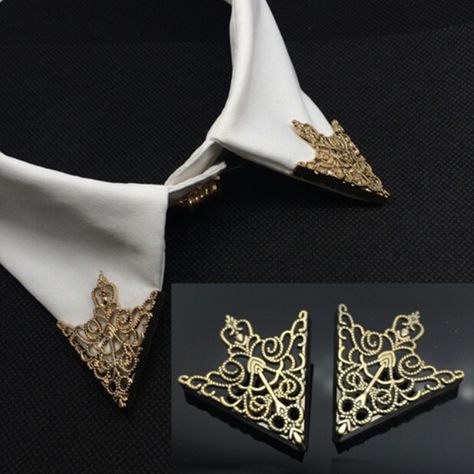 free shipping 2015 high quality New fashion brooches jewelry Vintage Metal hollow pattern shirt collar clip men brooch-in Brooches from Jewelry on Aliexpress.com | Alibaba Group Lex Talionis, Kacamata Fashion, Shirt Collar Pins, Anting Manik, Victorian Collar, Men's Brooch, Haine Diy, Collar Tips, Výtvarné Reference