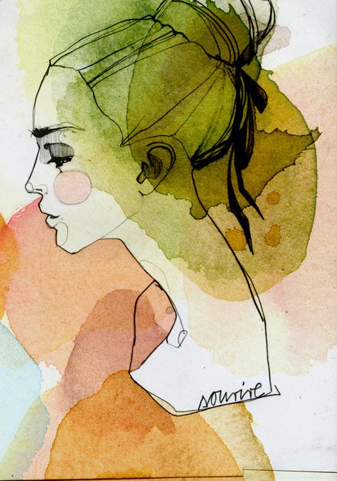 Ekaterina Koroleva, Konst Designs, L'art Du Portrait, Kunst Inspiration, 인물 드로잉, 수채화 그림, Art Et Illustration, Watercolor Inspiration, Watercolor Portraits