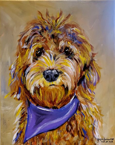Dog Portraits Acrylic Painting, Labradoodle Painting Easy, Labradoodle Drawing, Labradoodle Painting, Goldendoodle Art, Labradoodle Art, Red Goldendoodle, Painting Dogs, Inspirational Paintings