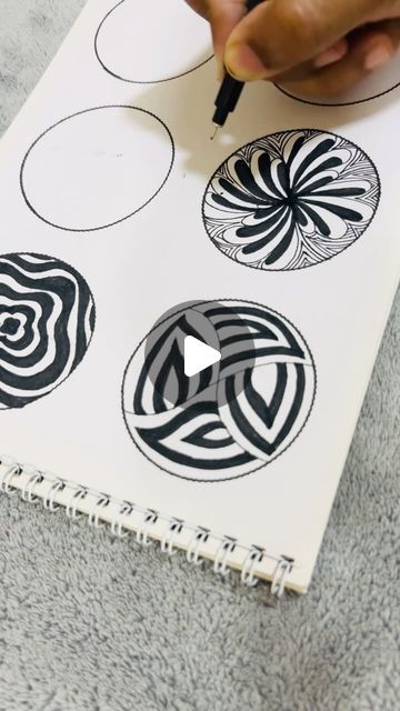 Zentangle Patterns Videos, Drawing Patterns Doodles, Zentangle Designs Step By Step, Pencil Art Drawings Creative, Zentangle Patterns Step By Step, Easy Zentangle Patterns, Easy Zentangle, Zentangle Mandala, Pencil Drawings For Beginners