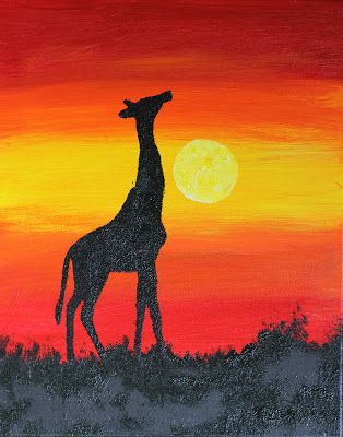 Original Acrylic Painting of Giraffe Silhouette at Sunset https://www.etsy.com/listing/721360003/giraffe-original-acrylic-painting Acrylic Painting Silhouette, Painting Ideas For Beginners Easy, Painting Silhouette, Easy Canvas Painting Ideas, Giraffe Silhouette, Canvas Painting Ideas For Beginners, Giraffe Painting, Sunset Red, Sunset Silhouette