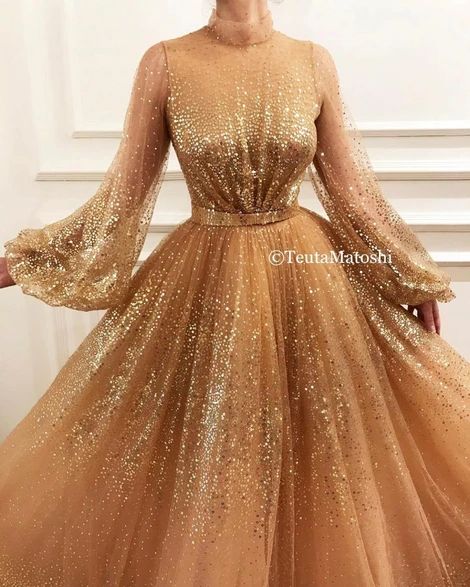 SpringSummer 19' | Teuta Matoshi Brown Evening Gowns, Gaun Tulle, Teuta Matoshi, Hijab Evening Dress, Gaun Fashion, Soiree Dress, Sequin Prom Dresses, Stil Inspiration, Brown Dress