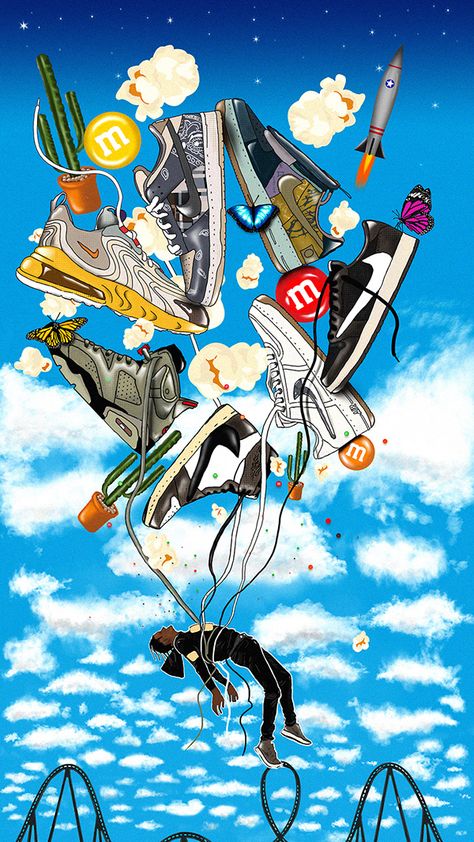 Travis Scott Art Wallpaper, Travis Scott Art Cartoon, Travis Scott Cartoon Art, Travis Scott Illustration, Travis Scott Shoes Wallpaper, Travis Scott Cartoon, Travis Scott Design, Travis Scott Art, Travis Scott Sneakers