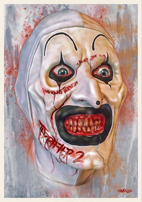 Terrifier 2 art by Chris Barnes Terrifier Tattoo, Terrifier Movie, Terrifier 2, Horror Drawing, Horror Lovers, Horror Movie Art, Horror Movie, Movie Art, Horror Art