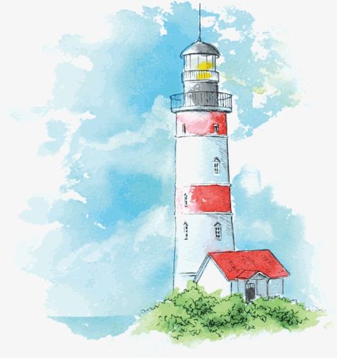 watercolor,Hand Painted,color,Illustration illustration,landscape,sky,Sea,lighthouse,Background material,lighthouse vector Watercolor Lighthouse, Lighthouse Drawing, Lighthouse Painting, Lighthouse Art, Seni 2d, Sea Landscape, Watercolor Paintings For Beginners, Landscape Watercolor, Watercolour Inspiration