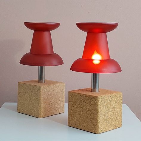 Large Pop Art Push Pin Table Lamps by Justin Cheung, 1990's | #228805 Push Pin Lamp, Pushpin Lamp, Funky Table Lamps, Funky Retro Furniture, Fun Table Lamp, Funky Decorating Ideas, Weird Lamps, Fun Lamps, Funky Table Lamp