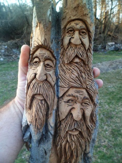 Welcome to my world of wood spirits and chainsaw carvings!   Yes I carved them myself, and I will be posting many more on these pages. My name is Kevin and I'm a woodcarver from Northeast Pa.... Carved Wood Spirits, Woodspirits Wood Carvings, Wood Spirits Carving, Deer Antler Crafts, Wood Carving Art Sculpture, Chainsaw Carvings, Wood Carving Faces, Wood Carving Furniture, Dremel Carving