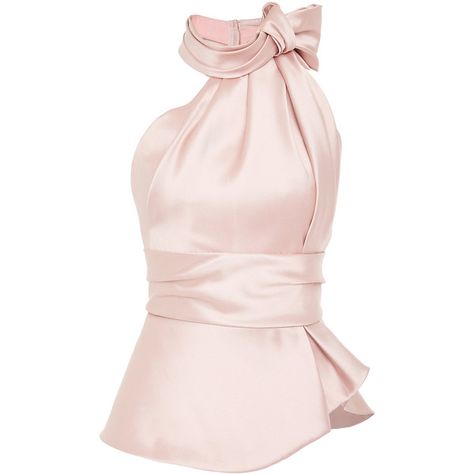 Halter Satin Scarf Top | Moda Operandi ($7,600) ❤ liked on Polyvore featuring tops, pink satin top, pink necktie, pink top, neck-tie and tie neck top Satin Scarf Top, Pink Satin Top, Look 80s, Neck Halter Top, Tie Halter Top, Pink Halter Top, Satin Scarf, Top Moda, Tie Neck Tops