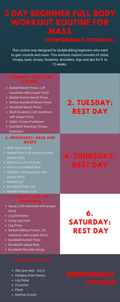 3 day beginner full body workout routine for mass 3 Day Workout Routine, 3 Day Workout, Total Body Workout Routine, Body Workout Routine, Beginner Full Body Workout, Full Body Workout Plan, Dumbell Workout, Full Body Workout Routine, Workout Splits