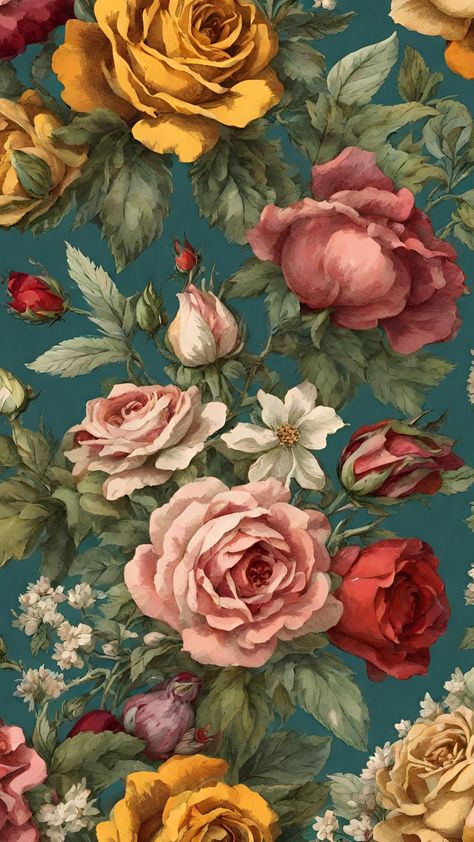 Antique Wallpaper Vintage Victorian, Elegant Lockscreen, Vintage Floral Background Wallpapers, Fairytale Wallpaper Aesthetic, Artsy Lockscreen, Wallpaper Flowers Vintage, Vintage Roses Wallpaper, Style Phone Wallpaper, Flowered Wallpaper