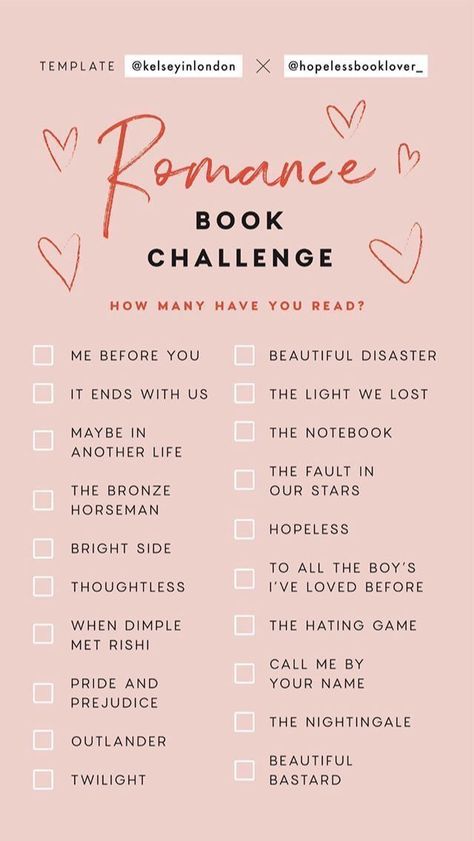 Romance book challenge Book Challenge, Story Templates, Top Books To Read, Book Suggestions, Reading Challenge, Reading Journal, Top Books, Inspirational Books, I Love Books