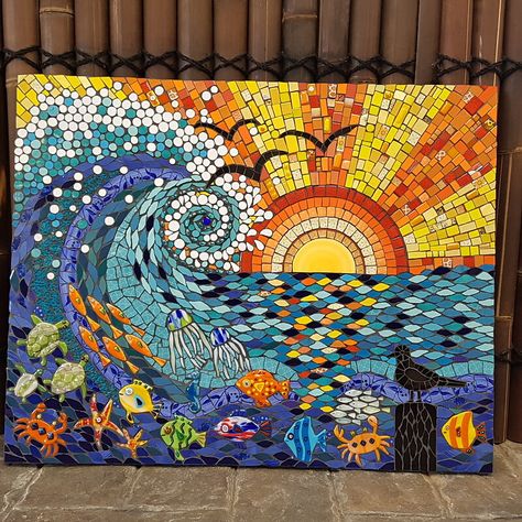 Mosaic Waves, Mosaic Art Diy, Mosaic Garden Art, Mosaic Art Projects, Mosaic Tile Art, Mosaic Stained, Mosaic Murals, Glass Mosaic Art, Mosaic Artwork