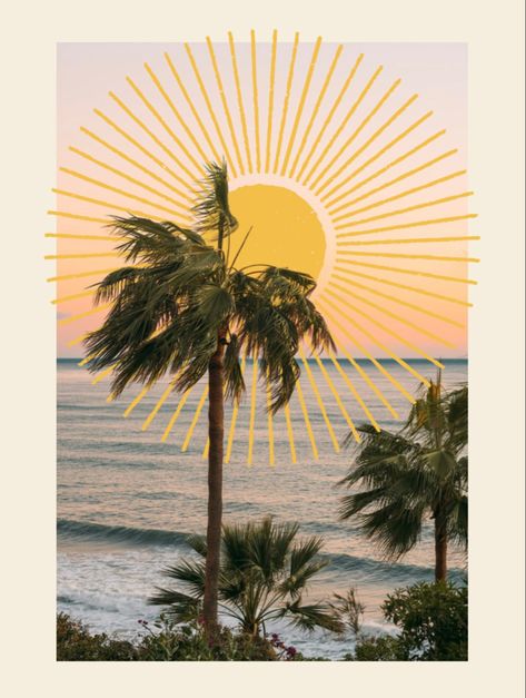 palm tree beach sun art poster aesthetic wallpaper vacation travel design sunset drawing Poster Aesthetic Wallpaper, Vintage Beach Posters, Sports Illustrations Design, Sunset Drawing, Palm Tree Background, Tropical Poster, Palm Tree Beach, Beach Logo, Palm Tree Sunset