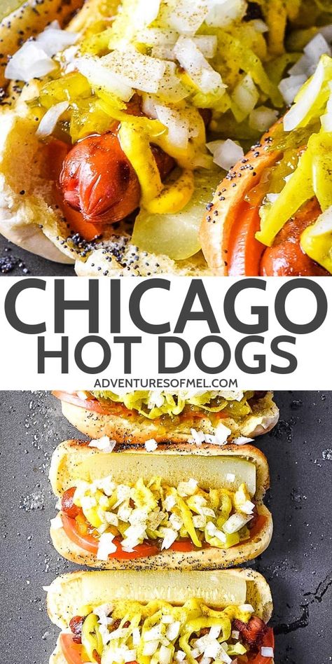 Beef Hot Dog Recipes, Poppy Seed Buns, Chicago Hot Dog, Hot Dogs Recipes, Gourmet Hot Dogs, Grilling Hot Dogs, Hot Dog Toppings, Beef Hot Dogs, Fingerfood Party