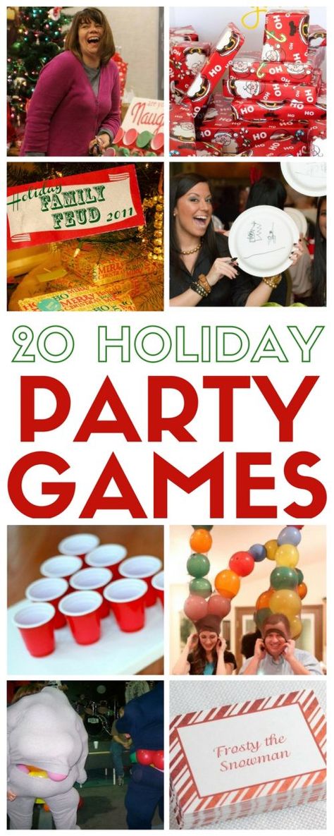 Fun family or group party games for Christmas. 20 easy DIY tutorial ideas perfect for any holiday gathering. Laugh, Play and have fun together. Party Games For Christmas, Group Party Games, Games For Christmas, Xmas Games, Group Party, Fun Christmas Party Games, Christmas Games For Family, Holiday Party Games, Family Christmas Party