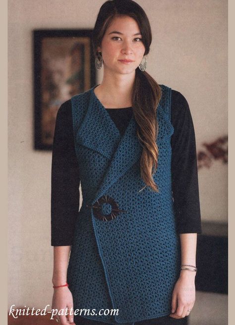 Crochet Vest free pattern Crochet Wrap Vest, Crochet Vests Free Patterns, Free Crochet Vest Pattern, Crochet Vest Pattern Free Woman, Crochet Vest Free Pattern, Vest Free Pattern, Crochet Vest Pattern Free, Woman Waistcoat, Sweater Dress Pattern