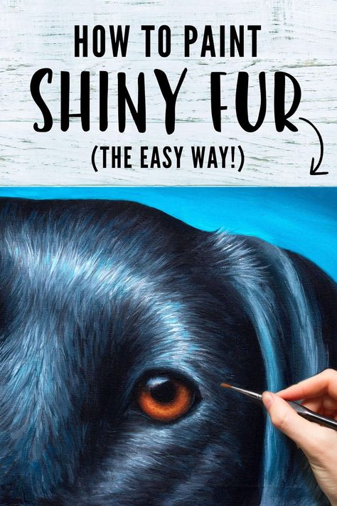 This is the easiest and most effective way to paint shiny fur in acrylic paints. Perfect for painting pet portraits of dogs with shiny fur as well as other animals! How To Paint Dog Fur, Painting Dogs Acrylic, How To Paint Fur, Dog Paintings Acrylic Easy, Dog Painting Ideas, Pet Paintings Dogs, Dog Face Drawing, Dog Drawing Tutorial, Dogs Painting