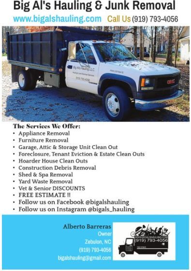 Junk Removal Services Junk Removal Business, Recycling Business, Junk Removal Service, Big Al, Senior Discounts, Junk Removal, Yard Waste, Attic Storage, Farm Trucks