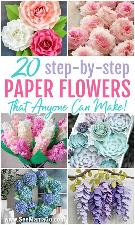 Tissue Paper Flowers, Paper Flowers Diy Easy, Fleurs Diy, Easy Paper Flowers, Paper Flower Crafts, How To Make Paper Flowers, Paper Flower Template, Seni Origami, Paper Flowers Craft