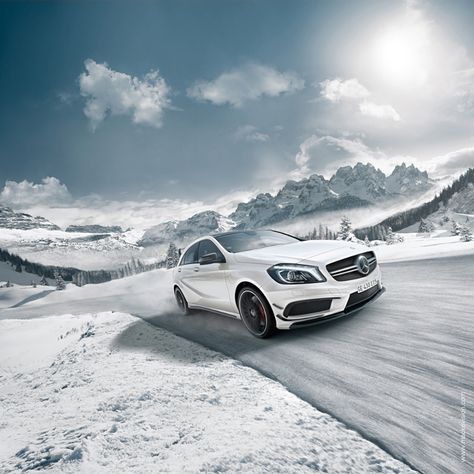 Mercedes-Benz Snow Monster on Behance Car Print Ads, Print Campaign, Car Snow, Car Banner, Snow Monster, Car Advertising Design, Snow Photoshoot, Snow Time, Winter Car