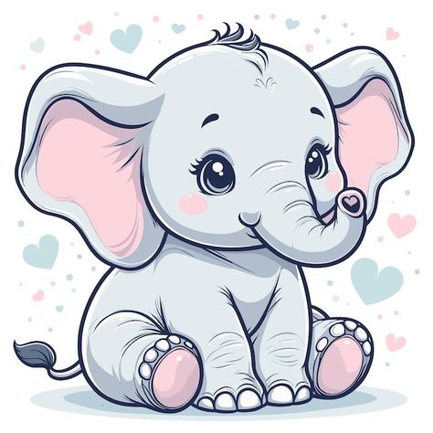 Elephant Drawing Cartoon, Elephant Cute Cartoon, Elephant Cute Drawing, Cartoon Pictures For Kids, Race Drawings, Cute Elephant Painting, Cute Elephant Drawings, Drawing Of Elephant, Cartoon Elephant Drawing