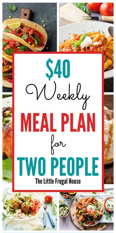 $40 Weekly Meal Plan for 2 - The Little Frugal House Thermomix, Essen, Weekly Meal Plan For 2, 1200 Calorie Diet Meal Plans, Cheap Healthy Dinners, Menu Sans Gluten, Cheap Meal Plans, Frugal Meal Planning, Meal Planning Menus