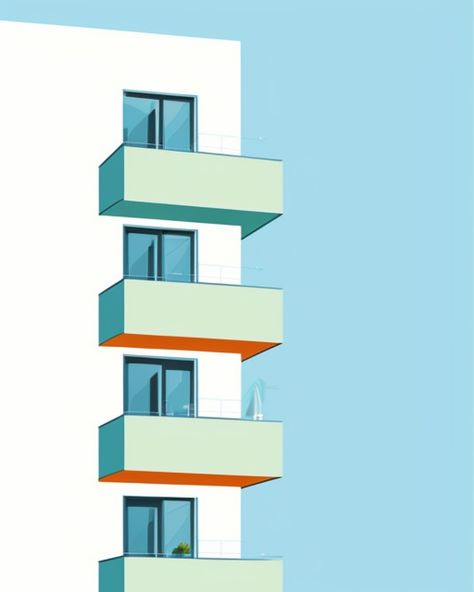 Embrace the urban charm and contemporary living with an architectural beauty and vibrant atmosphere of a modern apartment building, adorned with a series of inviting balconies that offer a perfect blend of city views and personalized outdoor spaces ---- Apartment Building Balconies, Digital Art Illustration, Contemporary Living, Urban Architecture, City Views, Modern Apartment, Digital Art Print, Urban Lifestyle, Urban Oasis, Modern Decor, City Living, Urban Retreat, Cityscape, City Apartment Balcony Illustration Drawings, City Apartment Outside, Apartment Building Illustration, Balcony Illustration, Apartment Drawing, Balcony Building, Apartment Outside, Modern Apartment Building, Urban Retreat