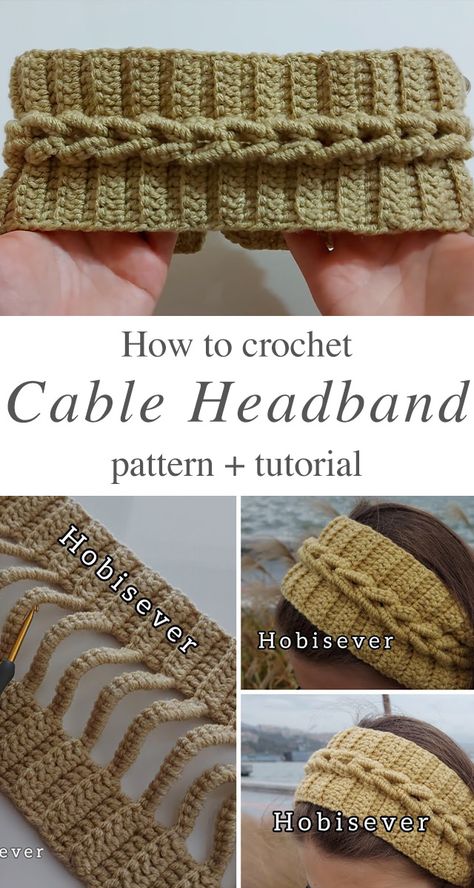 Crochet Easy Cable Headband You Will Love - CrochetBeja Personalized Presents, Bandeau Au Crochet, Crochet Headband Tutorial, Crochet Ear Warmer Pattern, Crochet Headband Free, Cable Headband, Crochet Headband Pattern Free, Crochet Mignon, Confection Au Crochet