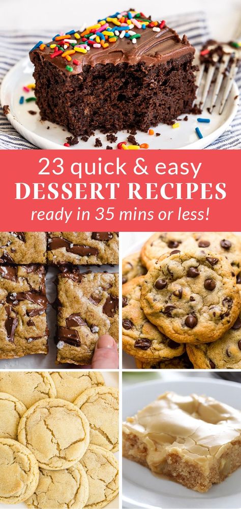 Here are the best easy dessert recipes for any occasion! Whether you’re looking for easy cakes, cookies, or blondies – your new favorite quick and easy dessert recipe is here. All recipes can be made in less than 35 minutes! #easydesserts Chicken Fajita Pasta Recipe, Best Easy Dessert, Quick And Easy Dessert Recipes, Easy Impressive Dessert, Cheap Desserts, Best Easy Dessert Recipes, Fast Easy Desserts, Cheap Dessert Recipes, Crispy Chocolate Chip Cookies