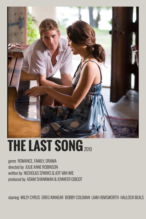 #aesthetic #minimalistposter #thelastsong The Last Song Poster, The Last Song Movie Poster, Last Song Movie, Song Movie Poster, The Last Song Movie, Minimalistic Polaroid Poster, Romcom Movies, Greg Kinnear, Movies To Watch Teenagers