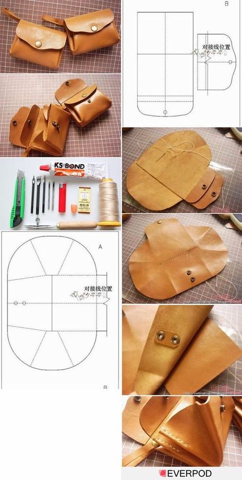 How to make pocket purse pattern tutorial Leather Purse Pattern, Sac En Cuir Diy, Diy En Cuir, Leather Tutorial, Handmade Leather Purse, Sac Diy, Wallet Tutorial, Leather Bag Pattern, Purse Tutorial