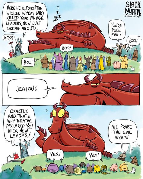 #dragons #comic #webcomic #slackwyrm #peasantlife #cults Humour, Slack Wyrm, Dragon Comic, Dnd Funny, Online Comics, I Like Him, Short Comics, Fun Comics, Cute Comics