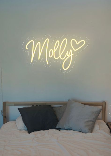 Preppy Neon Signs, Neon Dorm Signs, Name Light Up Sign, Neon Signs Above Bed, Name Led Light, Led Name Sign Bedroom, Custom Led Sign, Dorm Room Neon Sign, Dorm Neon Sign