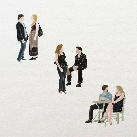 -before sunrise. -before sunset. -before midnight. Art work :unknown Before Sunset Movie, Before Sunrise Trilogy, Before Sunrise Movie, Sunrise Tattoo, Before Trilogy, Septième Art, I Love Cinema, Movies And Series, Before Sunset