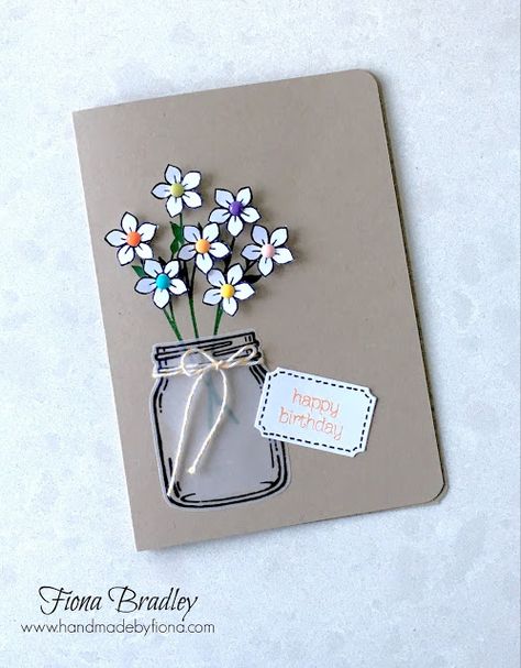 Happy Birthday - Jar of Love - Brights enamels - Stampin' Up! - Fiona Bradley Kraf Kertas, Mason Jar Cards, Creative Birthday Cards, Birthday Card Sayings, Desain Quilling, Birthday Card Drawing, Homemade Birthday, Birthday Card Craft, Homemade Birthday Cards