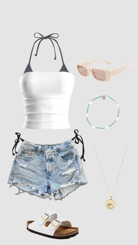 Cute Lake Outfits Summer Casual, Beach Days Outfit, Cute Summer Outfits For The Beach, Summer Outfits On The Beach, Cute Tropical Vacation Outfits, Cute Summer Outfits Beach, Outfit Ideas For Summer Vacations, Lake Day Fits, Outfits For Vacation Beach