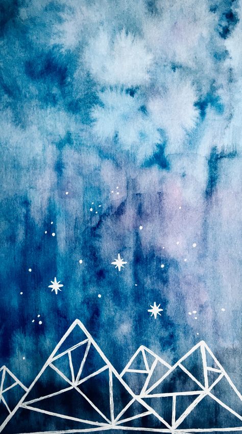 Love this mountain and night sky with stars picture 🌠🌌 I was experimenting with my newst watercolor palette 🎨 #acotar #acomaf #courtoffury #wallpaper #background Acotar Iphone Wallpaper, Acotar Watercolor, Acotar Wallpaper Iphone, Acotar Phone Wallpaper, Acotar Background, Acotar Mountain, Acotar Wallpaper, Stars Picture, Night Sky With Stars