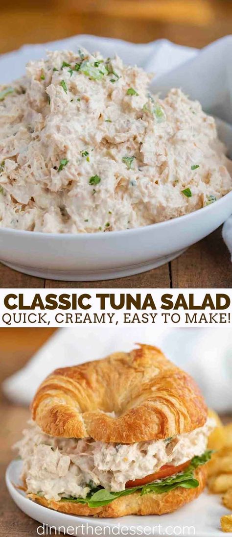 Classic Tuna Salad is the PERFECT combo of creamy and crunchy, made with tuna, mayo, celery, mustard, and seasoning, ready in no time at all! Tuna Salad Sandwich Recipe, Resep Sandwich, Classic Tuna Salad, Lunch Mealprep, Best Tuna Salad, Tuna Mayo, Tuna Salad Sandwich, Tuna Salad Recipe, Tuna Recipes