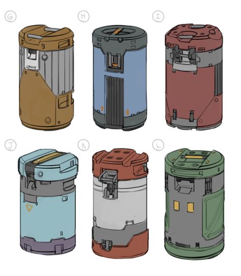 Sci Fi Asset Concept Art, Futuristic Items Concept Art, Sci Fi Container Concept Art, Sci Fi Canister, Sci Fi Tech Ideas, Greebles Sci Fi, Sci Fi Cylinder, Sci Fi Assets, Sci Fi Concept Art Props