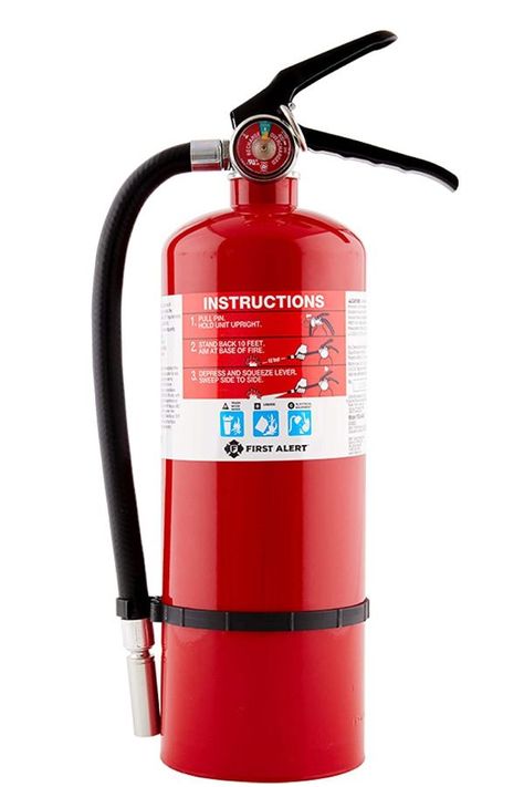 Tips for storm preparedness: A good fire extinguisher is essential, and we pick this top-rated model from First Alert as best for general use. More tips at coolmompicks.com Fire Extinguisher Types, Storm Preparedness, Van Conversion Kits, Metal Gauge, Metal Head, Fire Extinguishers, Us Coast Guard, Paper Fabric, Facilities Maintenance