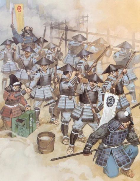 NAGASHINO, 1575: FEROCIOUS SAMURAI HORSEMEN ARE STOPPED BY PEASANT MATCHLOCKS! | The Deadliest Blogger: Military History Page Hokkaido, Ashigaru Soldiers, Samurai Battle, Angus Mcbride, Historical Japan, Medieval Japanese, Sengoku Jidai, Battle Art, Medieval Japan