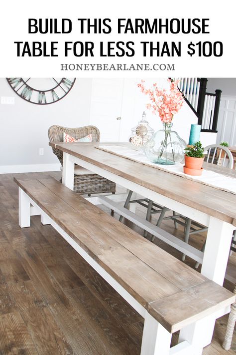 Room Decorations, Diy Dekor, Rustic Farmhouse Table, Interior Design Minimalist, Table And Bench, Diy Farmhouse Table, Hus Inspiration, Farmhouse Dining Room, Diy Farmhouse Decor