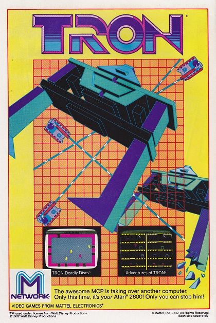 Tron for Atari 2600 by M Network (1982) Tron Game, Atari Games, 80s Video Games, Tron Legacy, Video Game Posters, Vintage Video Games, Vintage Videos, Atari 2600, Retro Video