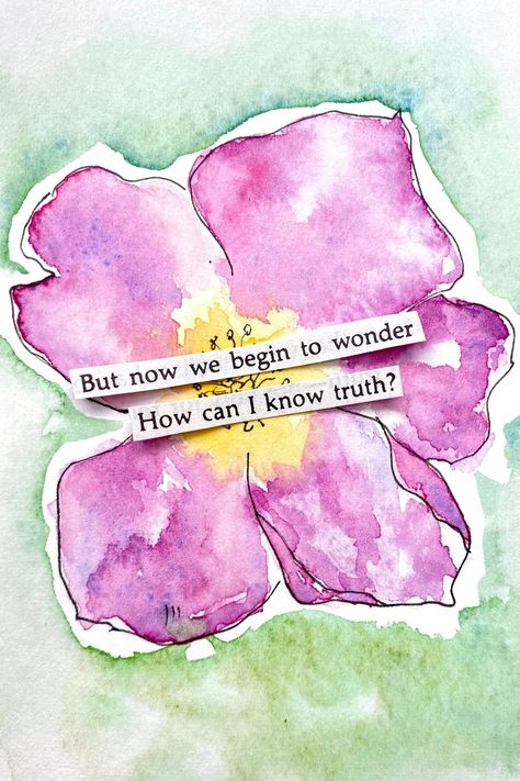 Floral watercolor collage poetry to inspire you to think and live your best life. - // Words cut from: + To Know As We Are Known by Parker Palmer Primrose Watercolor, Poetry Collage, Collage Poetry, Watercolor Floral Art, Watercolor Collage, I Know The Truth, Collage Ideas, Poetry Art, Loose Watercolor