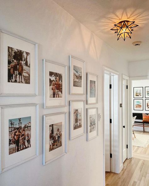 11 decorating ideas for a humdrum hallway Picture Wall Staircase, Craftsman Style Fireplace, Gallery Wall Guide, Long Narrow Hallway, Stairway Gallery, Classic Staircase, Stairway Gallery Wall, Hallway Gallery Wall, Hallway Pictures