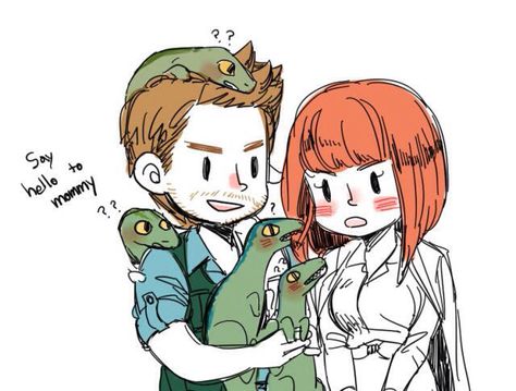 Jurassic World Owen, Claire and the raptors Owen And Claire Fanart, Claire X Owen, Jurrasic World Fanart, Jurassic World Claire And Owen, Owen And Claire, Owen Jurassic World, Jurassic Movies, Blue Jurassic World, Jurrasic Park